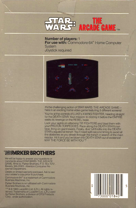 Star Wars : The Arcade Game — box-2D-back (US)