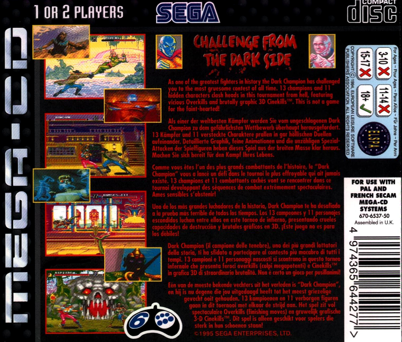 Eternal Champions - Challenge from the Dark Side — box-2D-back (EU)