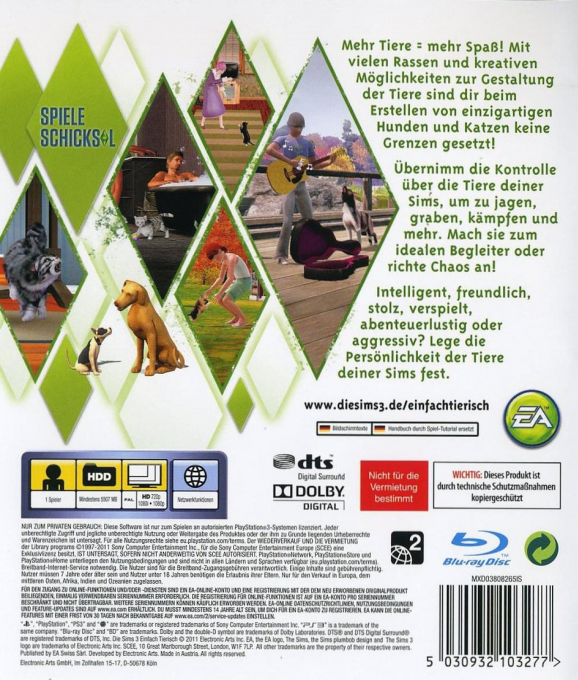 Sims 3, The - Pets — box-2D-back (DE)
