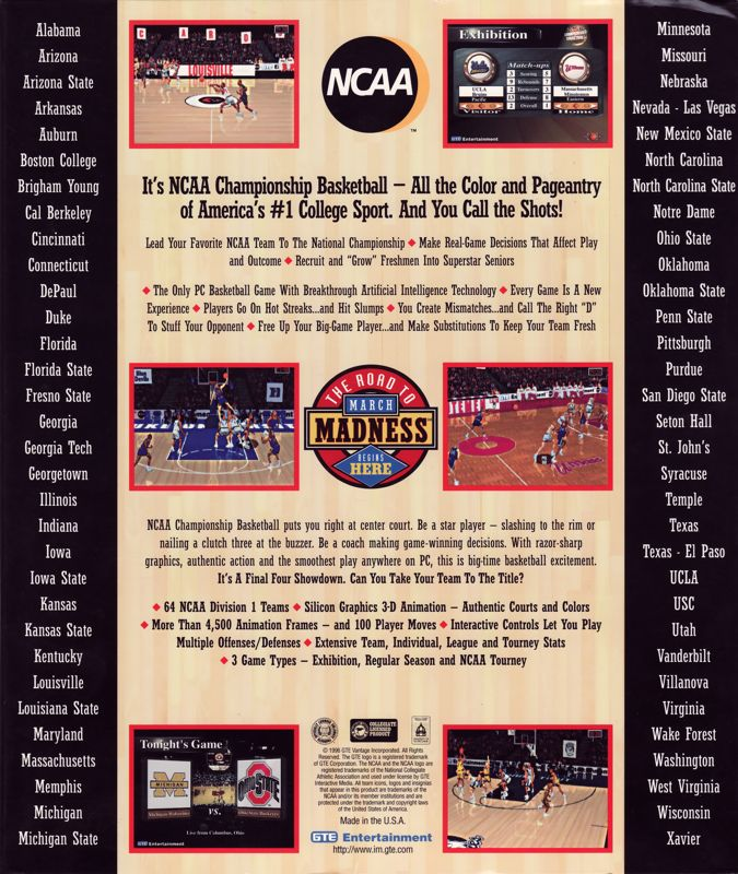 NCAA Championship Basketball — box-2D-back (US)