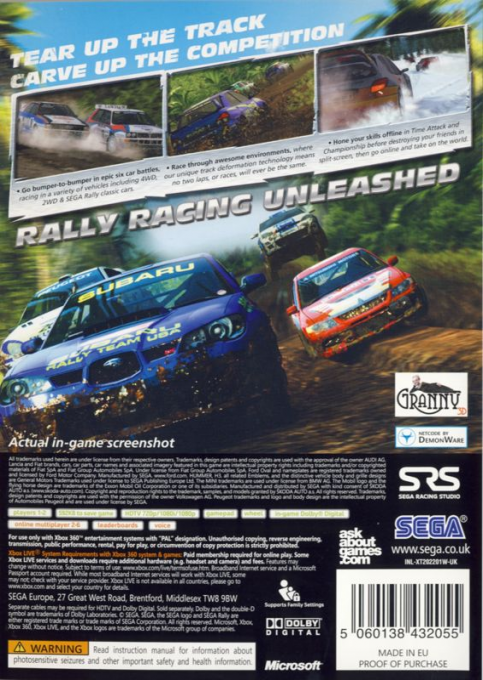 Sega Rally Revo — box-2D-back (EU)