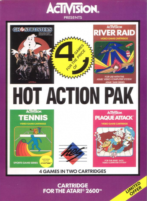 Hot Action Pak - Ghostbusters / Tennis / Plaque Attack / River Raid box art