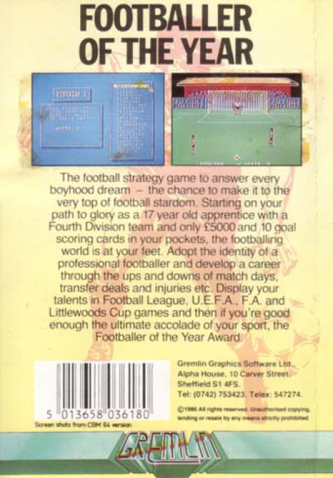 Footballer Of The Year — box-2D-back (EU)