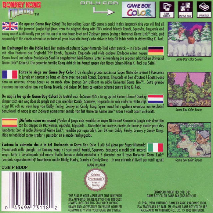 Donkey Kong Country — box-2D-back (EU)