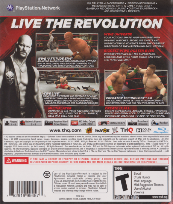 WWE '13 — box-2D-back (US)