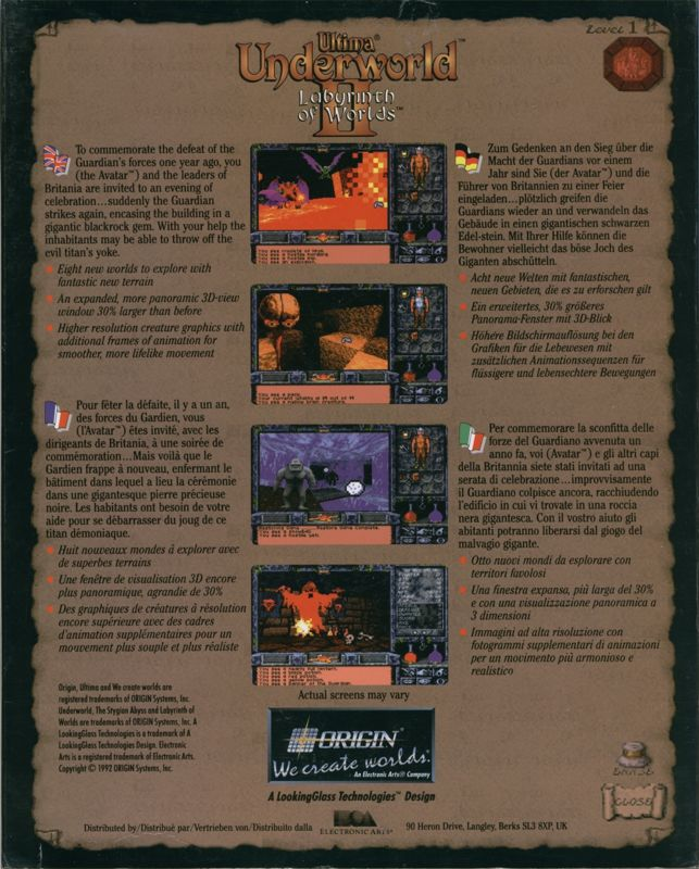 Ultima Underworld 2 - Labyrinth Of Worlds — box-2D-back (EU)