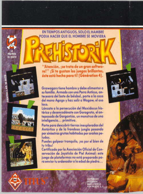 Prehistorik — box-2D-back (SP)