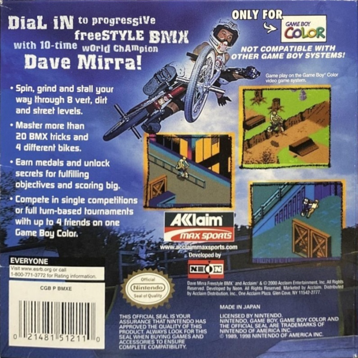 Dave Mirra Freestyle BMX — box-2D-back (US)