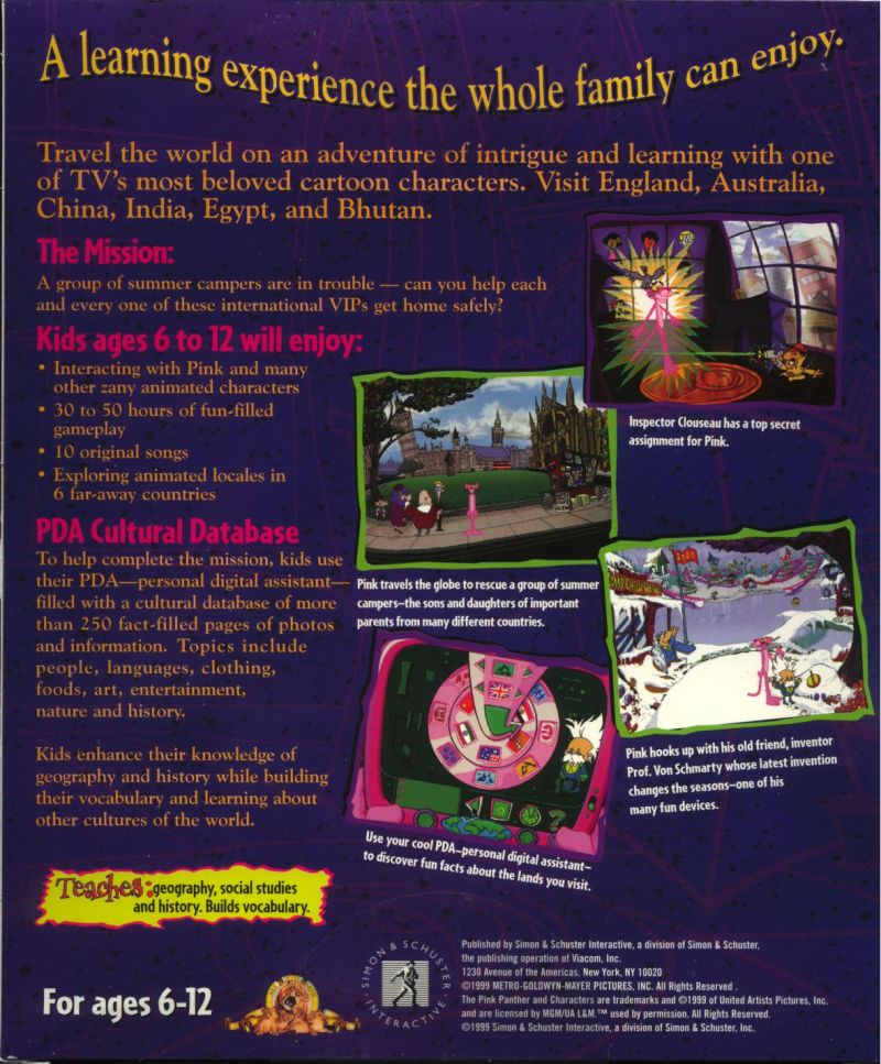 The Pink Panther: Passport to Peril — box-2D-back (US)