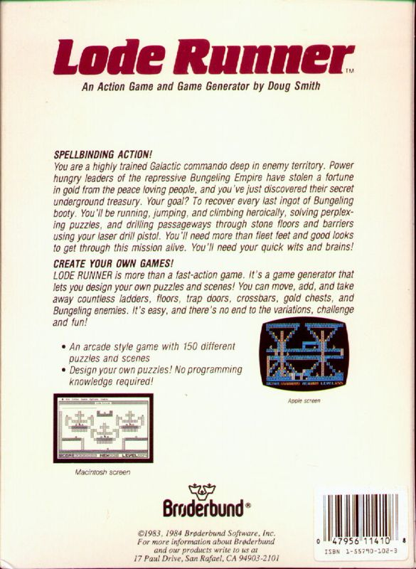 Lode Runner — box-2D-back (US)