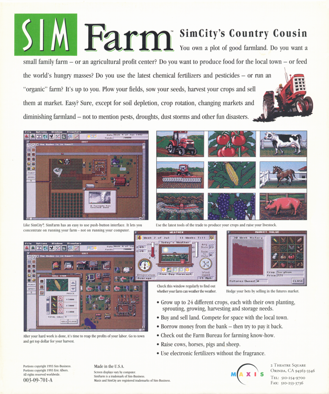 Sim Farm — box-2D-back (US)
