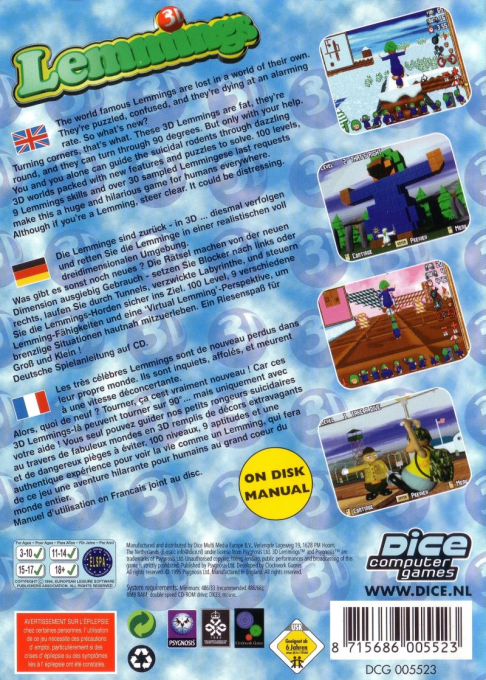 3D Lemmings — box-2D-back (EU)