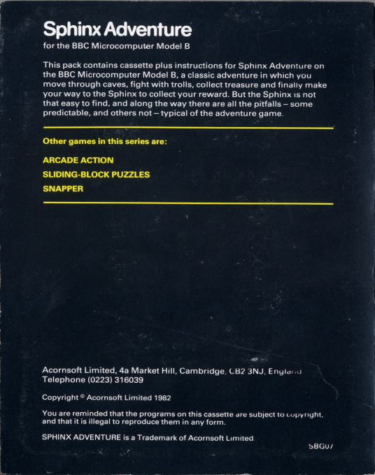 Sphinx Adventure — box-2D-back (EU)
