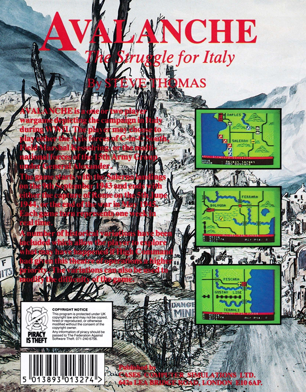 Avalanche - The Struggle For Italy — box-2D-back (EU)