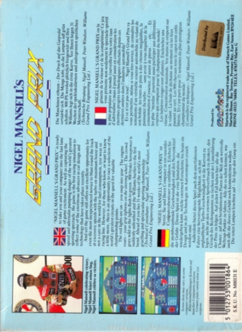 Nigel Mansell's Grand Prix — box-2D-back (EU)