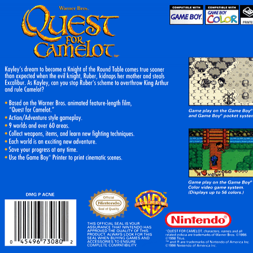 Quest for Camelot — box-2D-back (US)