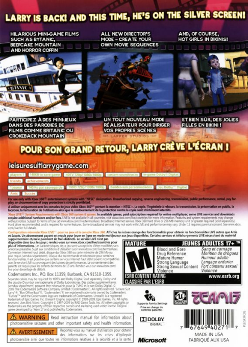 Leisure Suit Larry - Box Office Bust — box-2D-back (US)