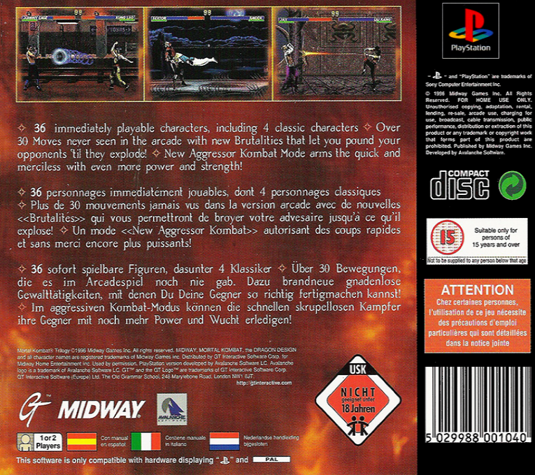 Mortal Kombat II — box-2D-back (EU)