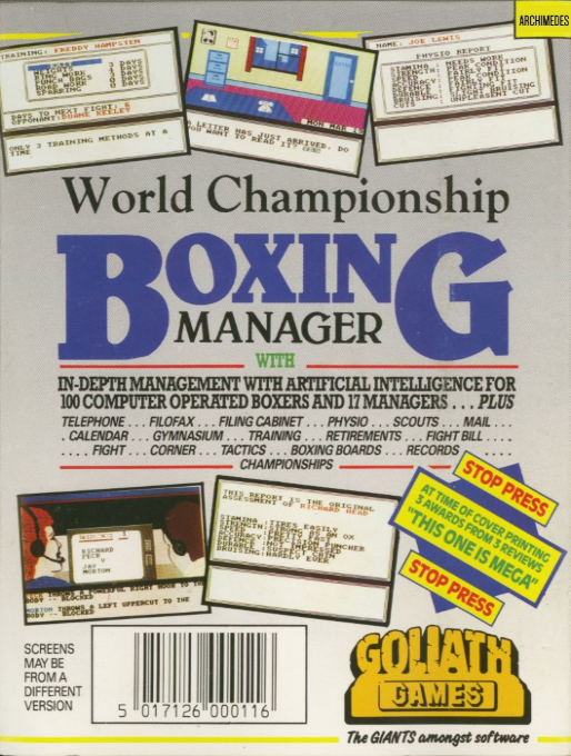 World Championship Boxing Manager — box-2D-back (EU)