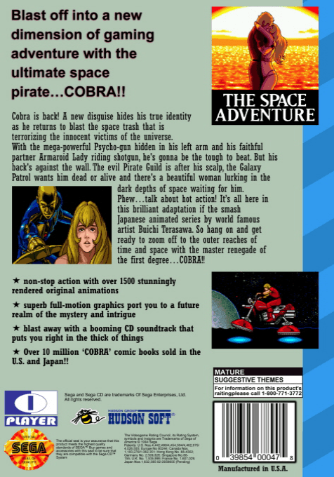 Space Adventure, The - Cobra - The Legendary Bandit — box-2D-back (US)