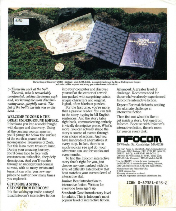 Zork 1 - The Great Underground Empire — box-2D-back (US)