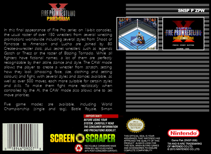 Super Fire Pro Wrestling X Premium — box-2D-back (SS)