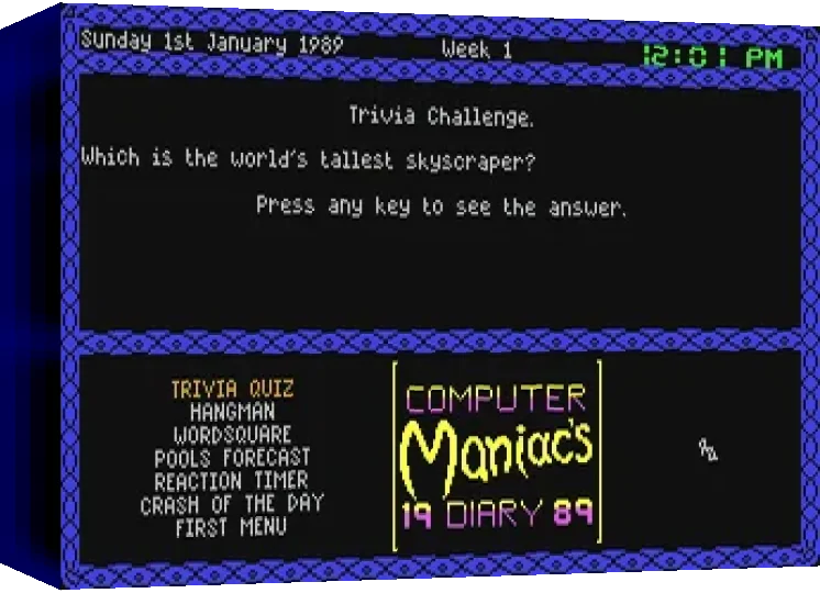Computer Maniacs Diary 1989 — box-3D (EU)