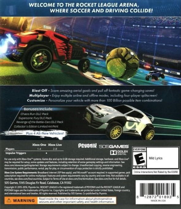 Rocket League: Collector's Edition — box-2D-back (US)