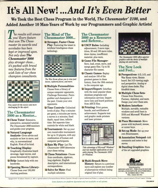 Chessmaster 3000, The — box-2D-back (EU)