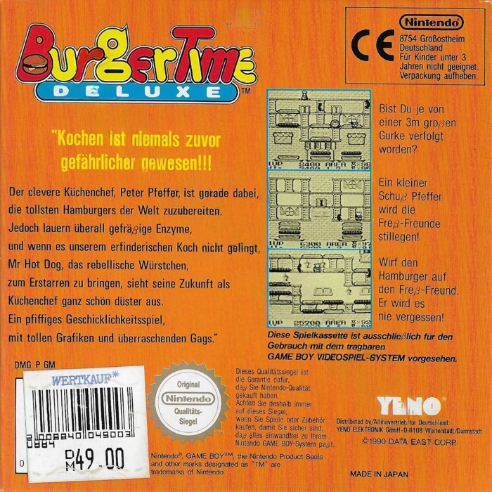 BurgerTime Deluxe — box-2D-back (DE)