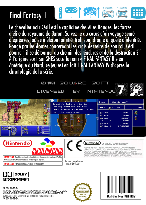 Final Fantasy 4 — box-2D-back (FR)