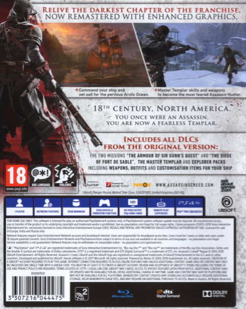 Assassin's Creed - Rogue - Remastered — box-2D-back (UK)