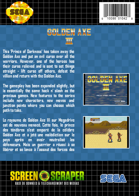 Golden Axe 3 — box-2D-back (SS)
