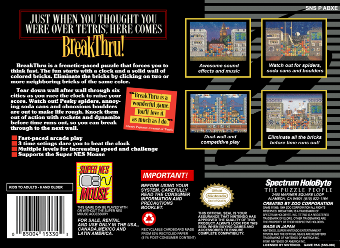 Breakthru! — box-2D-back (US)