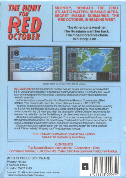 Hunt For Red October, The - The Book — box-2D-back (EU)