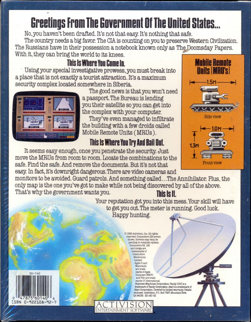 Hacker II - The Doomsday Papers — box-2D-back (US)