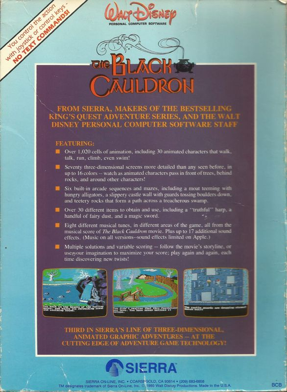 Black Cauldron, The — box-2D-back (US)
