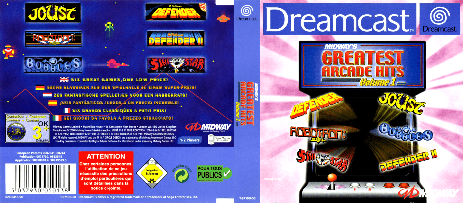 Midway's Greatest Arcade Hits Volume 1 — box-texture (EU)