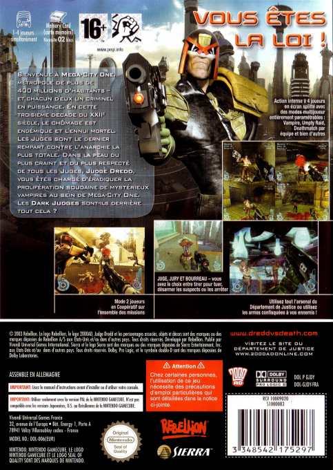 Judge Dredd - Dredd vs. Death — box-2D-back (FR)