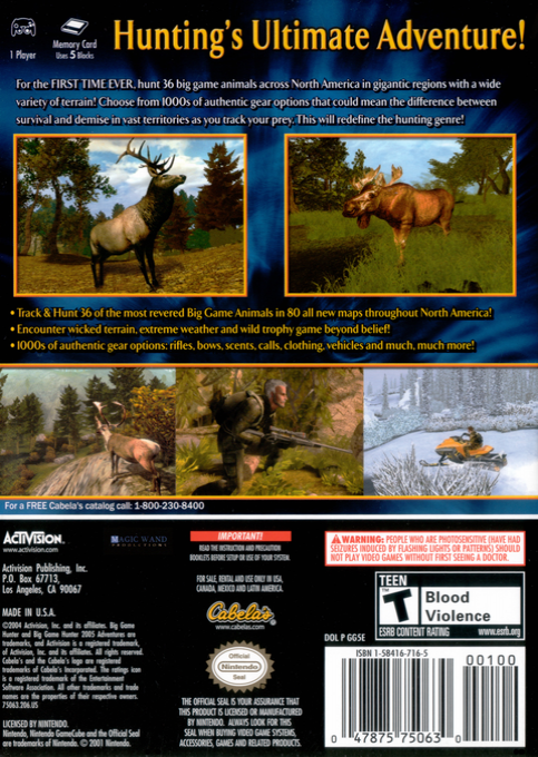 Cabela's Big Game Hunter 2005 Adventures — box-2D-back (US)