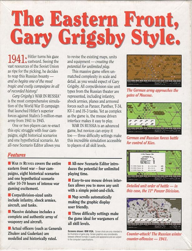 Gary Grigsby's War In Russia — box-2D-back (US)