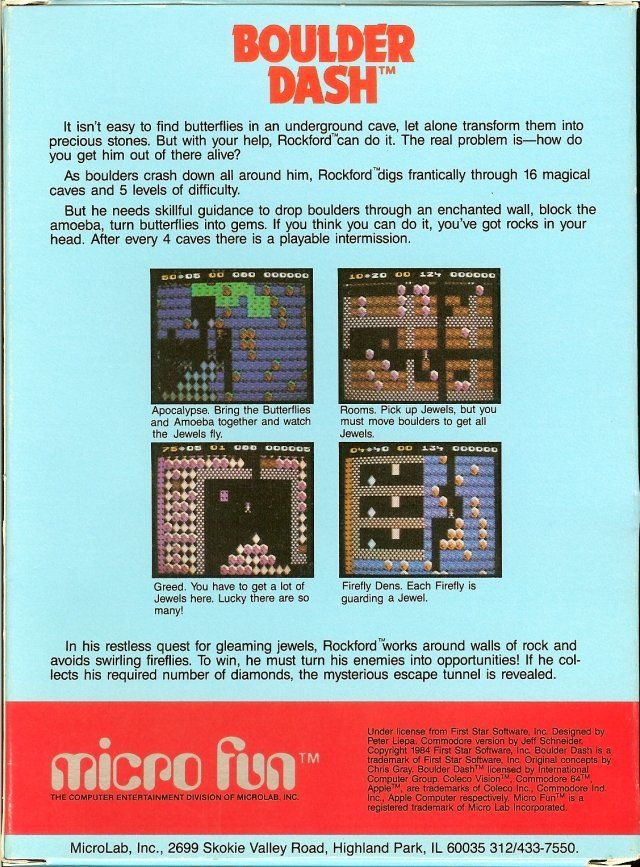 Boulder Dash — box-2D-back (US)