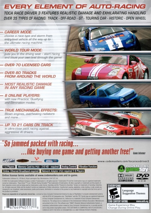 TOCA Race Driver 2 — box-2D-back (US)