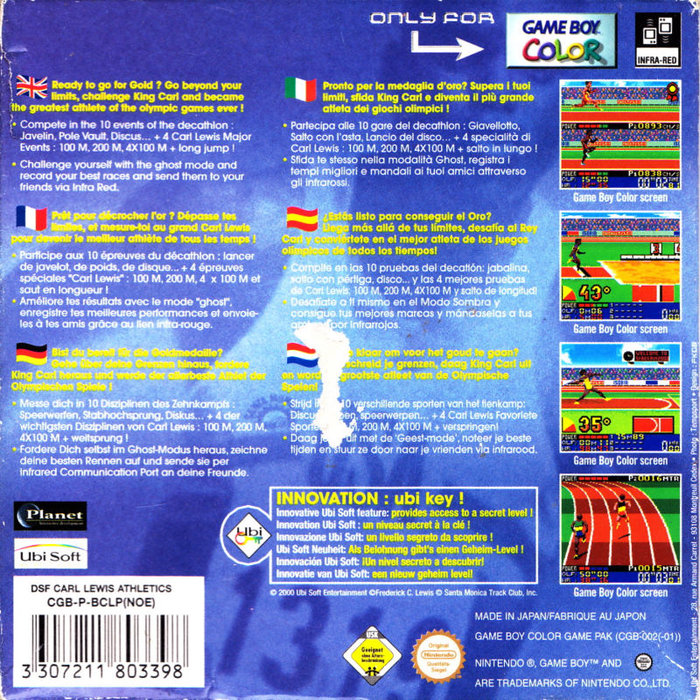 Carl Lewis Athletics 2000 — box-2D-back (EU)