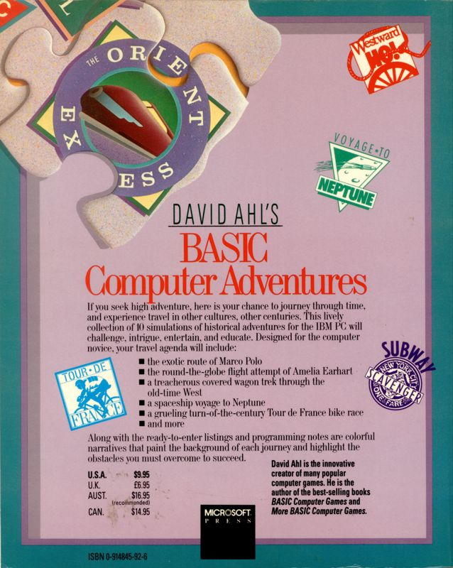 David Ahl's Basic Computer Adventures — box-2D-back (US)