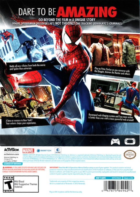 Amazing Spider-man 2, The — box-2D-back (US)
