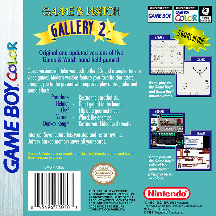 Game & Watch Gallery 2 — box-2D-back (US)