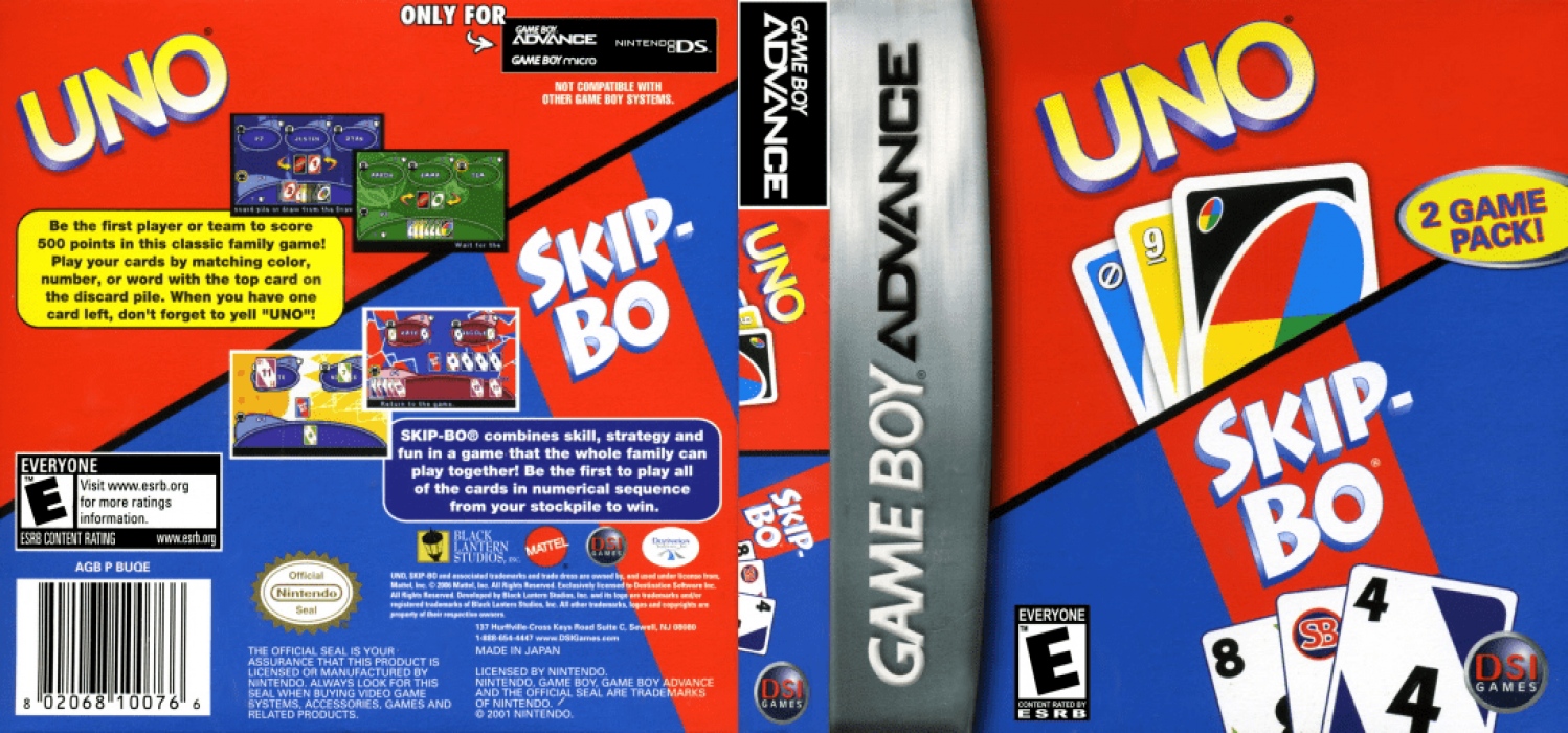 2 Game Pack! - Uno + Skip-Bo — box-texture (US)