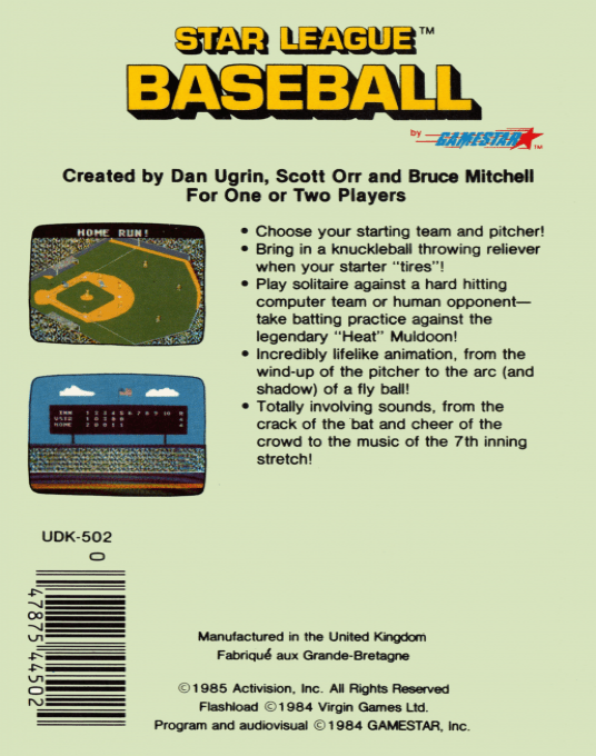 Star League Baseball — box-2D-back (EU)