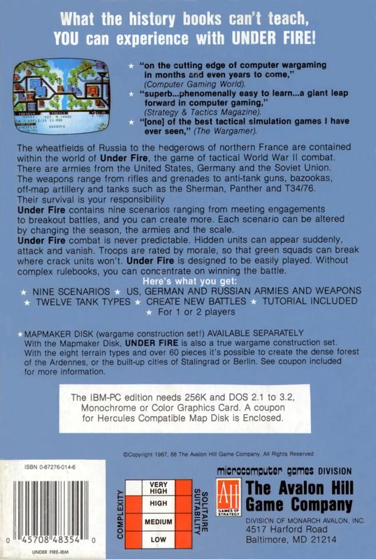 Under Fire! — box-2D-back (US)